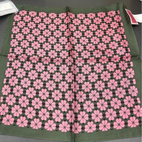 kate spade Accessories - Kate Spade ♠️ New York 100% Silk Scarf Square Handkerchief New Pink Spade/Green